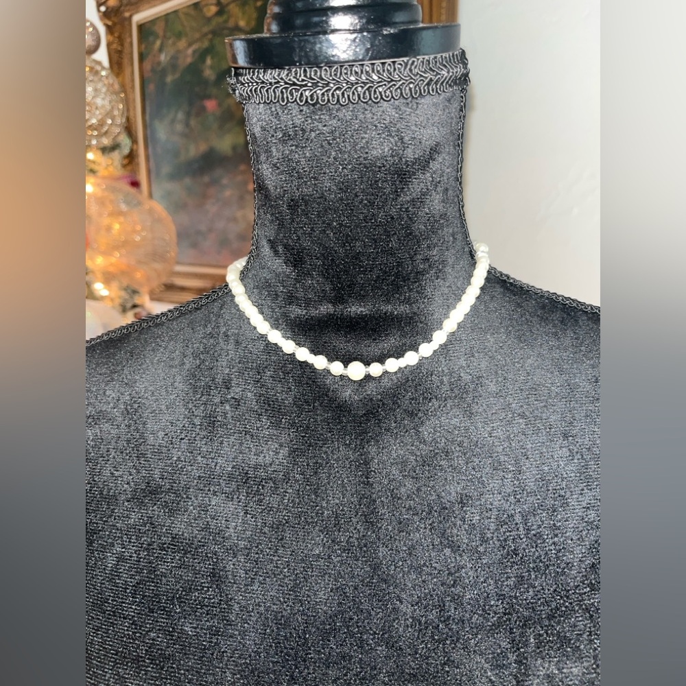 16” Pearl Necklace with 12” Back Drop Chain – Elegant Bridal / Evening Style